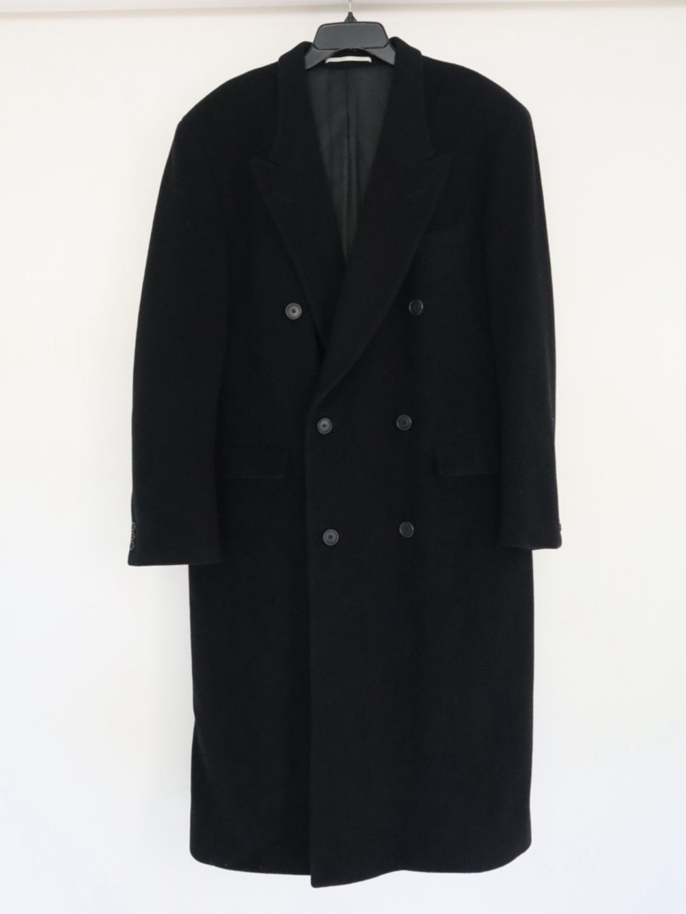 BOSS Men's Black Double-Breasted Wool Pea Coat